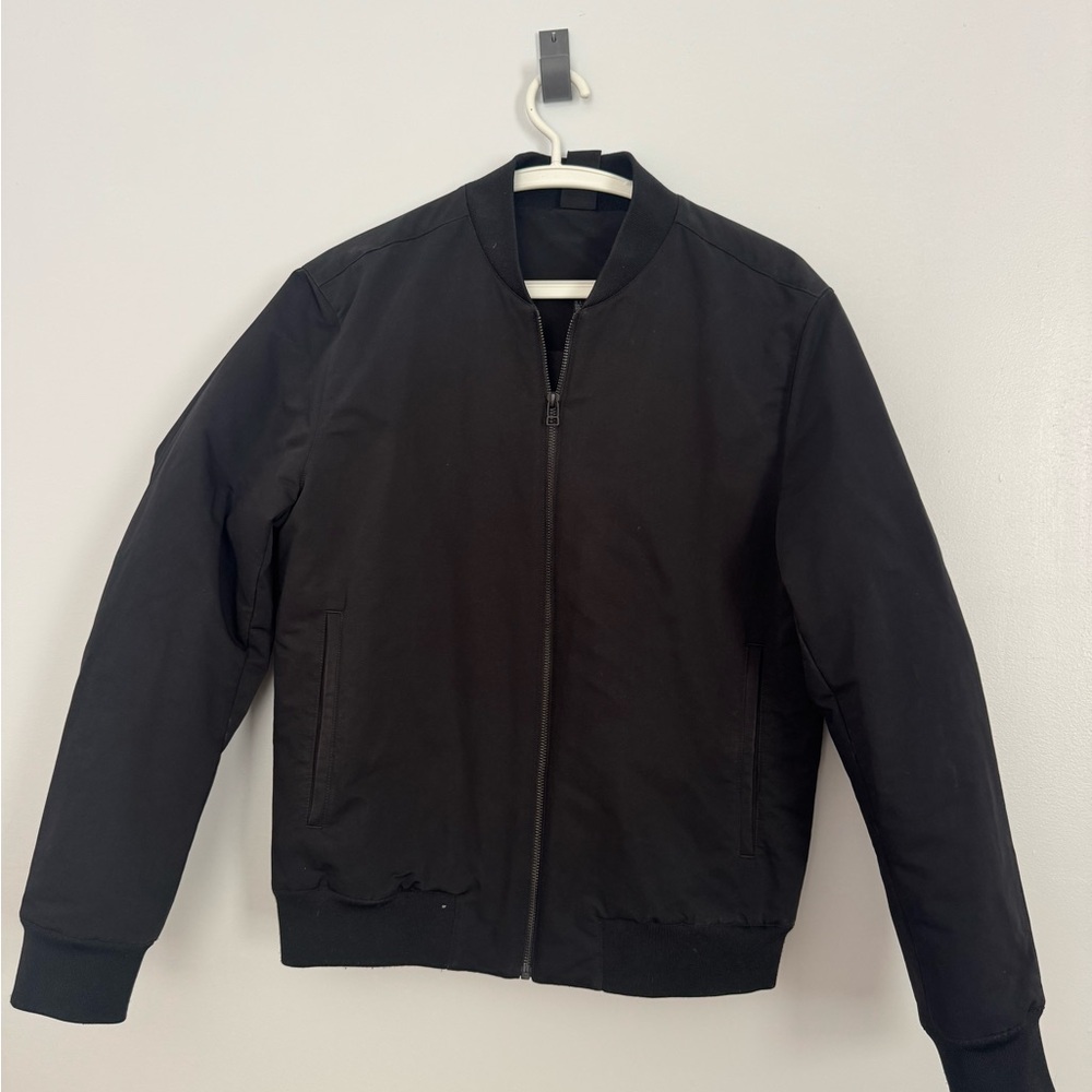 COS Black Men's Padded Insulated Bomber Jacket - Zip Front